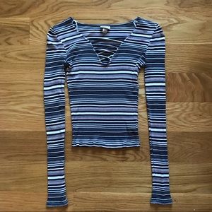 striped cross cross crop top